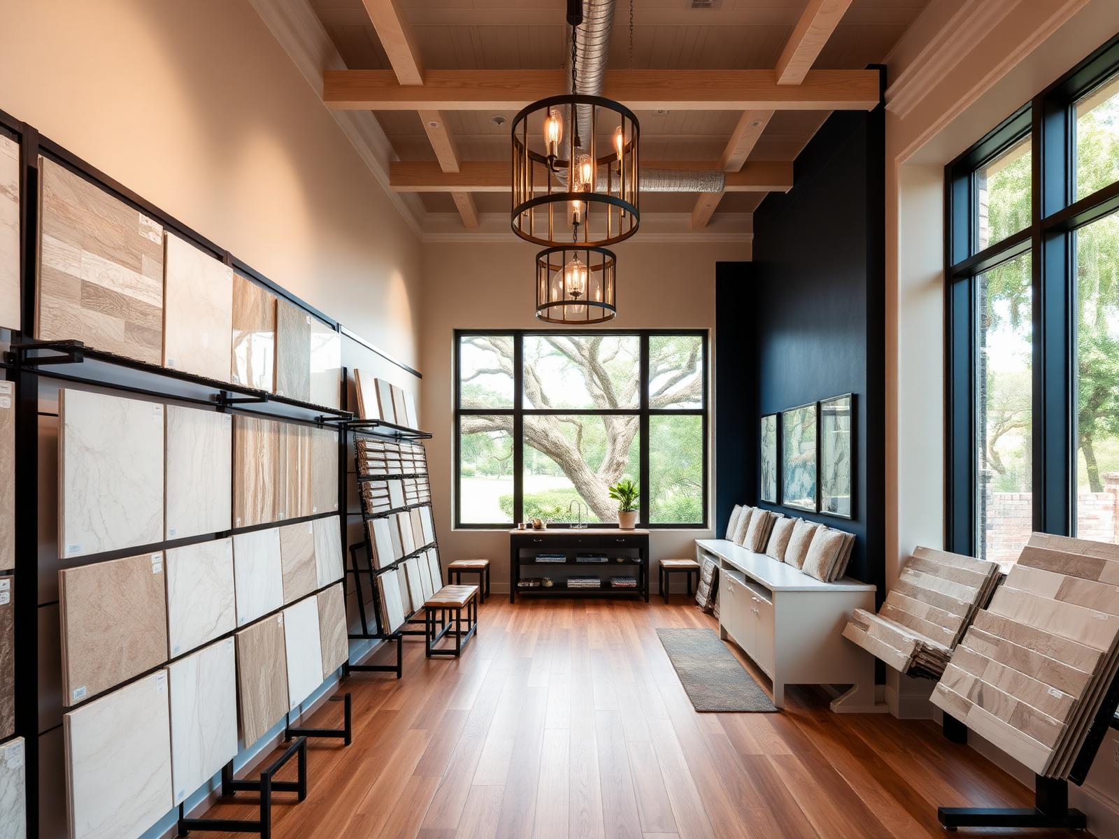 Lowcountry Heritage showroom interior with porcelain and natural stone displays
